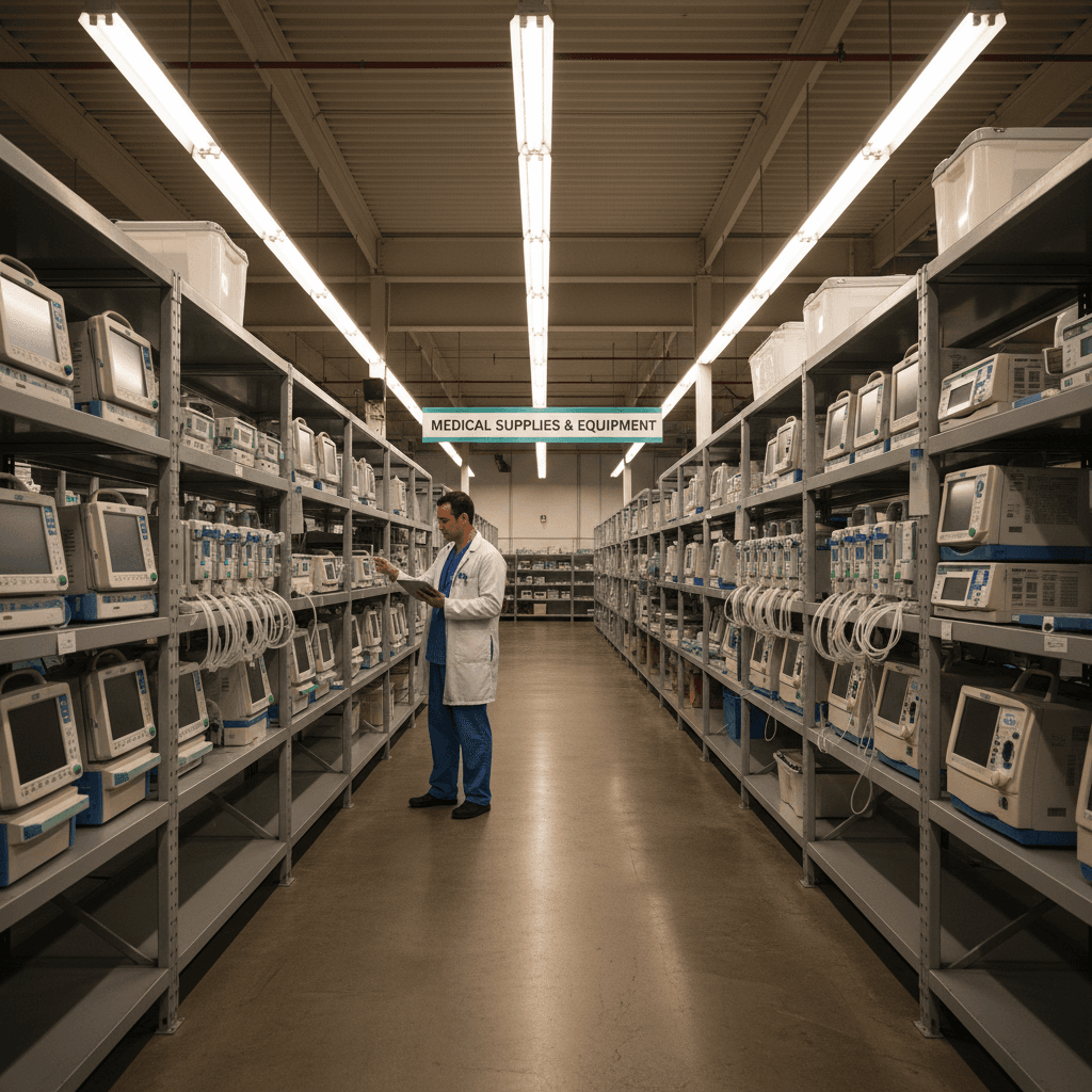 Medical equipment storage and procurement facility