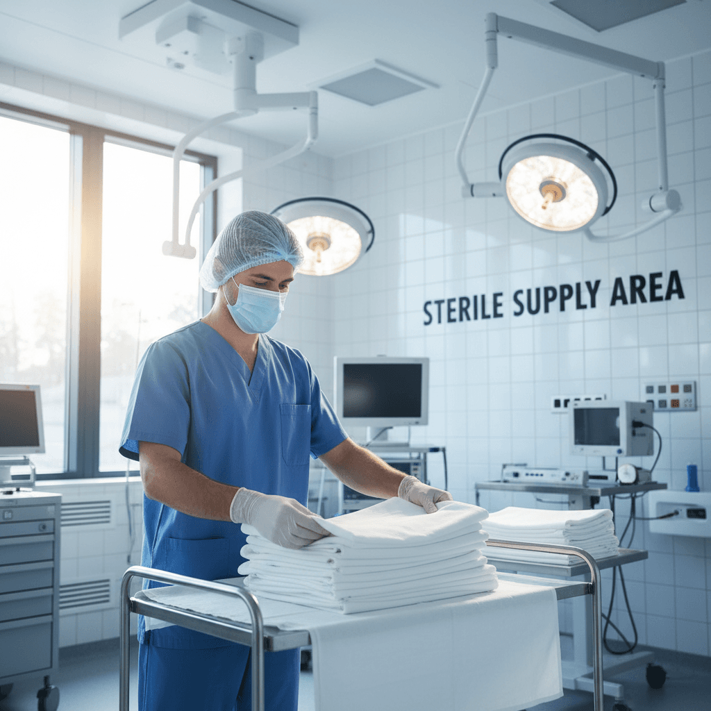 Hygienic healthcare textile handling